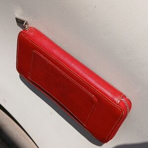 Hobo Brand Vintage Red Leather Wallet Zip